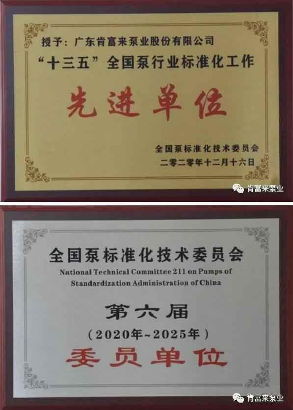 爱游戏官方网-爱游戏(中国)荣获“十三五”全国泵行业标准化工作先进单位称号